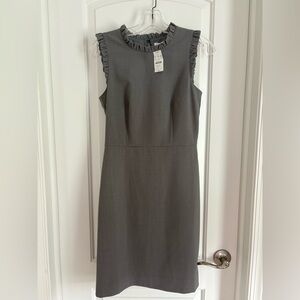 NWT J. Crew Grey Ruffle Trim Dress